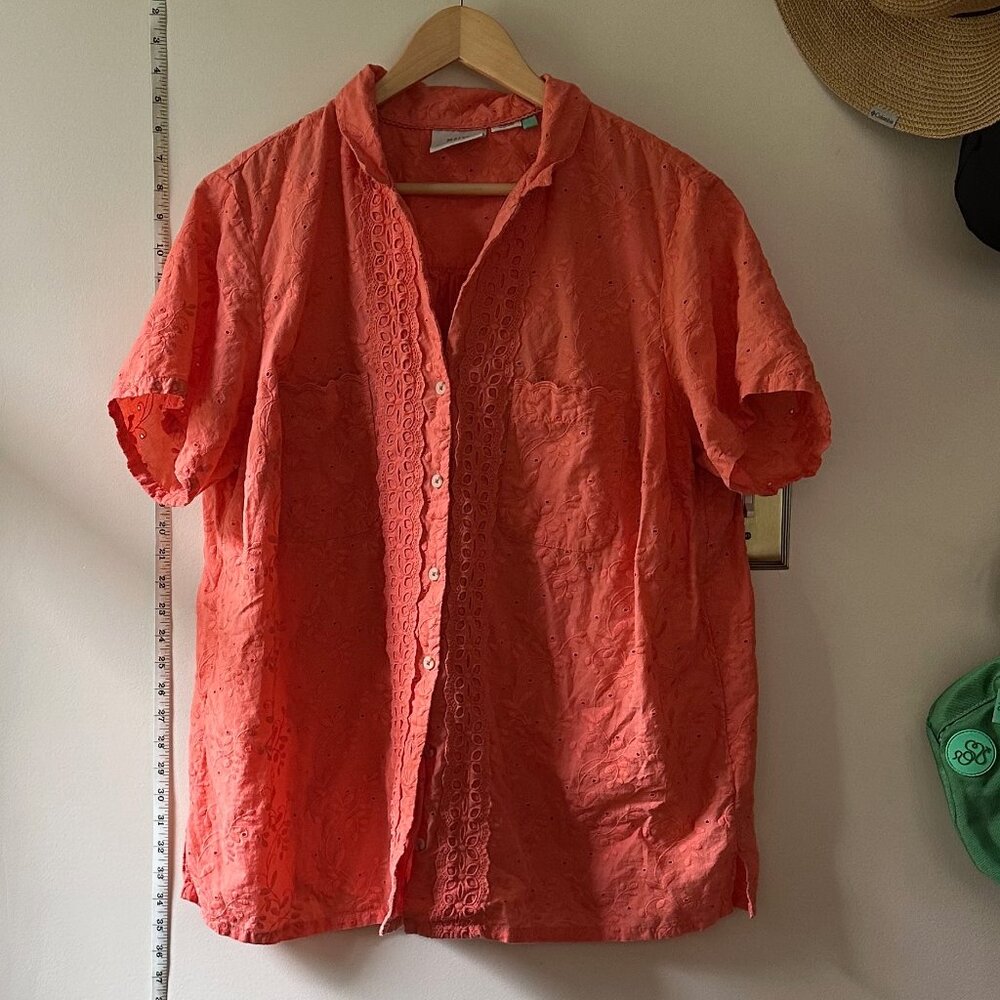 Maeve by Anthro button up shirt, US 18w, coral